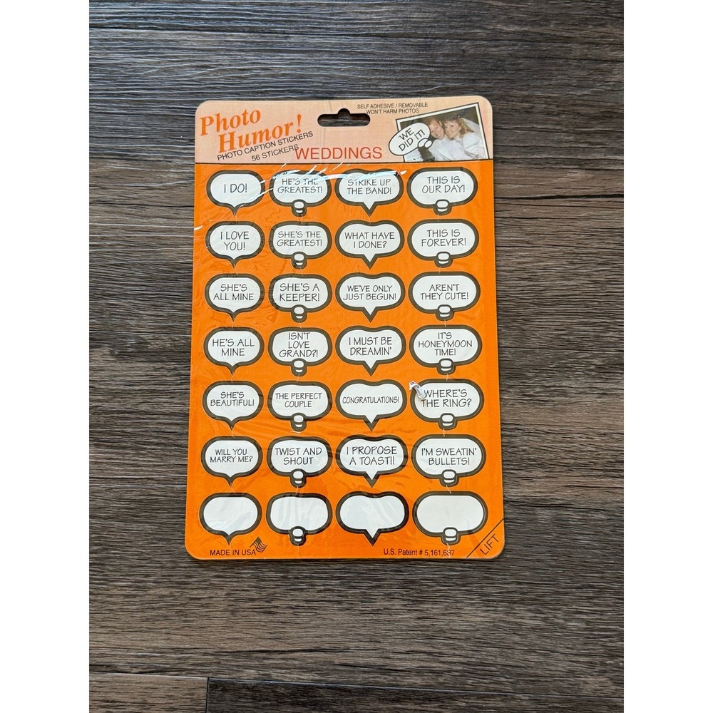 Vintage Photo Humor Wedding Caption Stickers – 56 Count